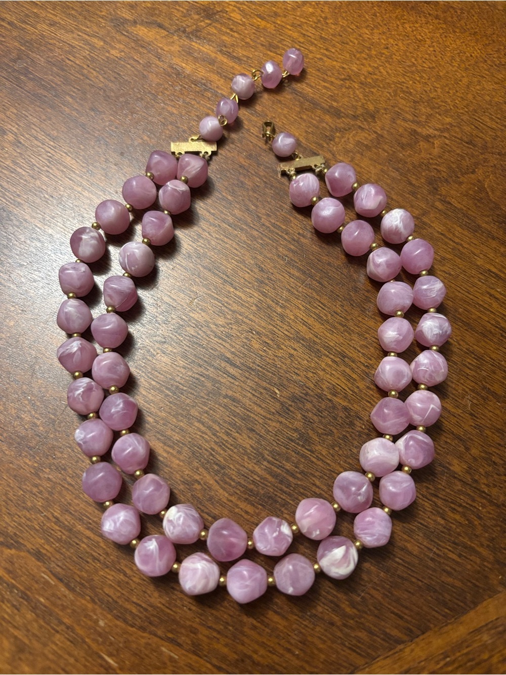Vintage Lavender Beaded Double-Strand Necklace - Women Jewelry